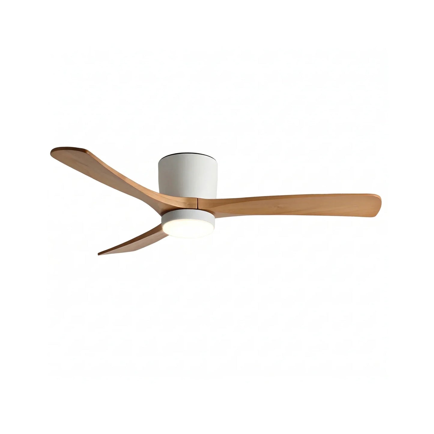 Ventilador de techo moderno con luz y hélice de madera