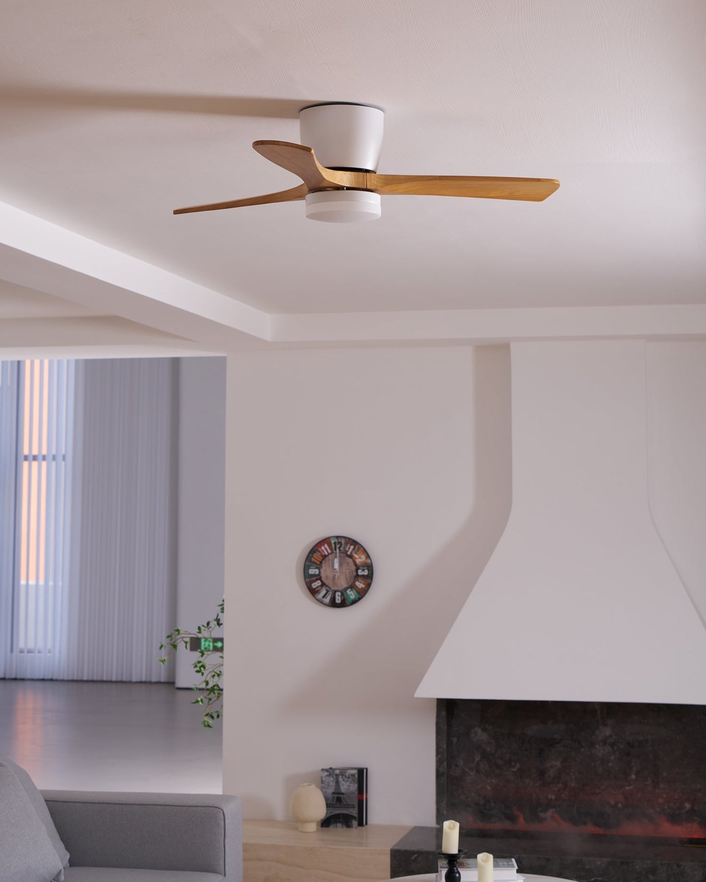 Ventilador de techo moderno de madera con luz LED