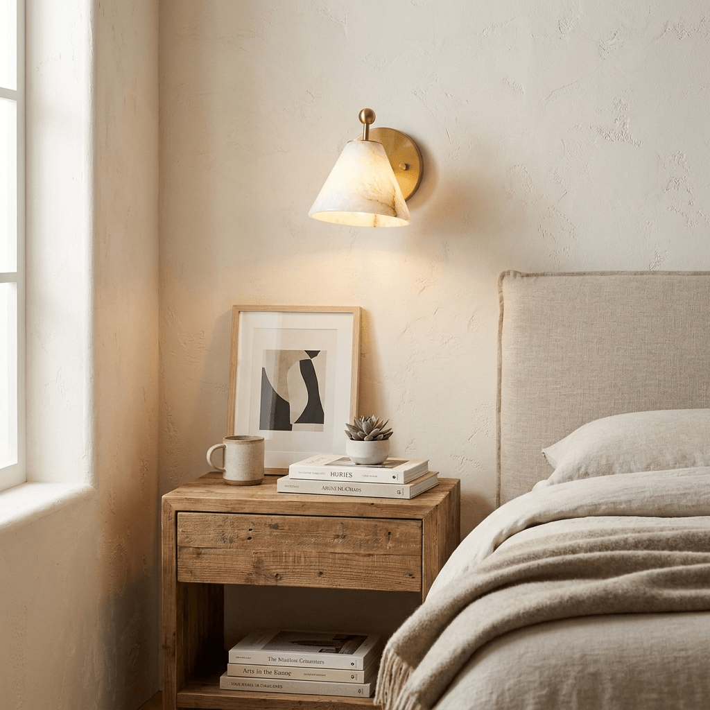 Lámpara de pared cónica de alabastro