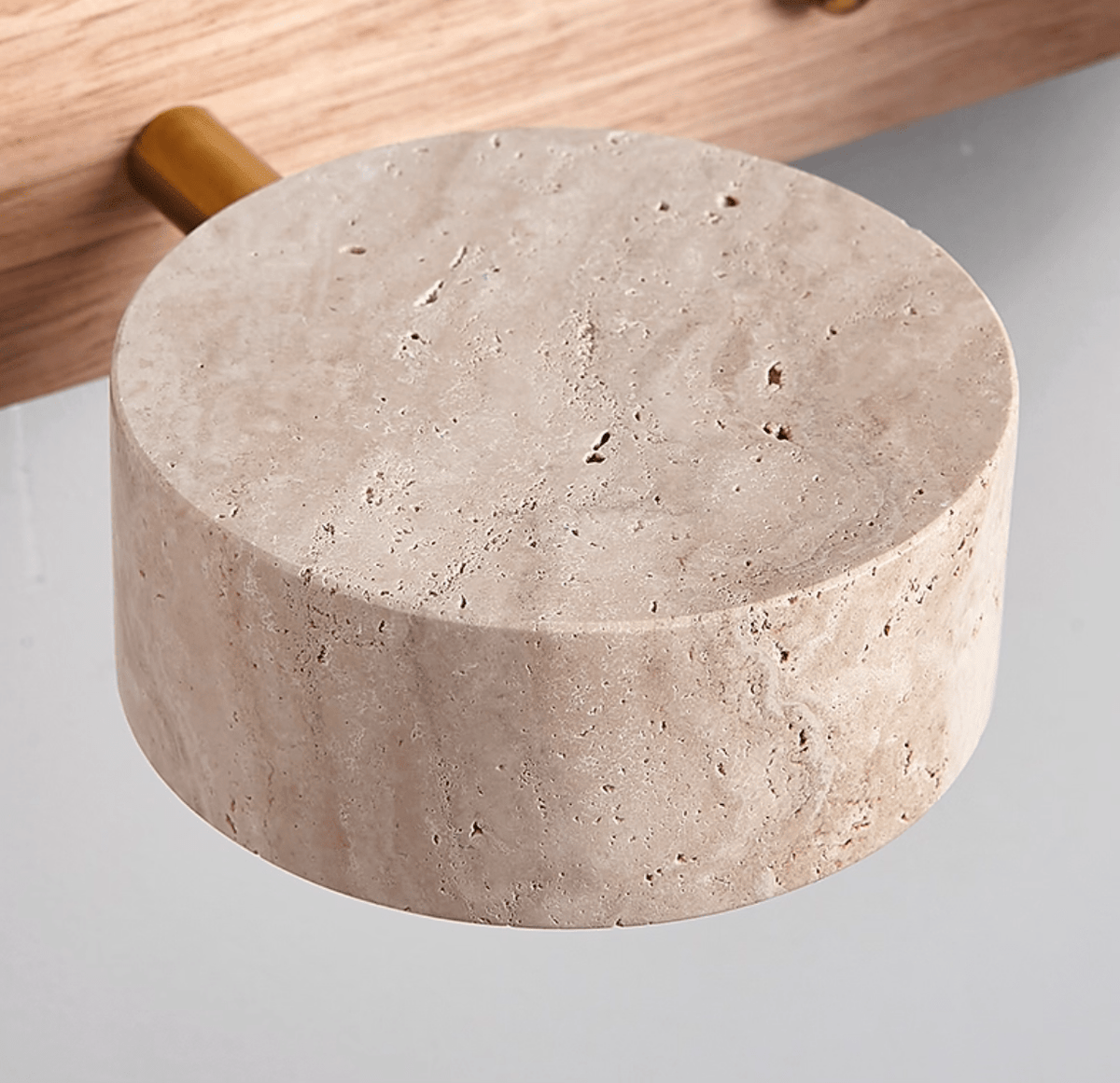 Lámpara de pared para tocador de madera y travertino