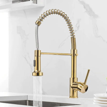 Grifo de cocina moderno con rociador extraíble de resorte