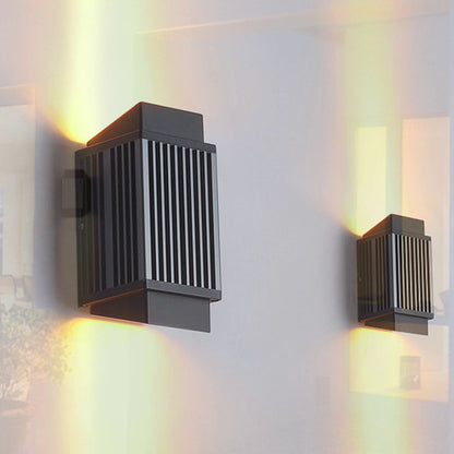 Lámpara de pared moderna redonda/rectangular de metal para exteriores, negra