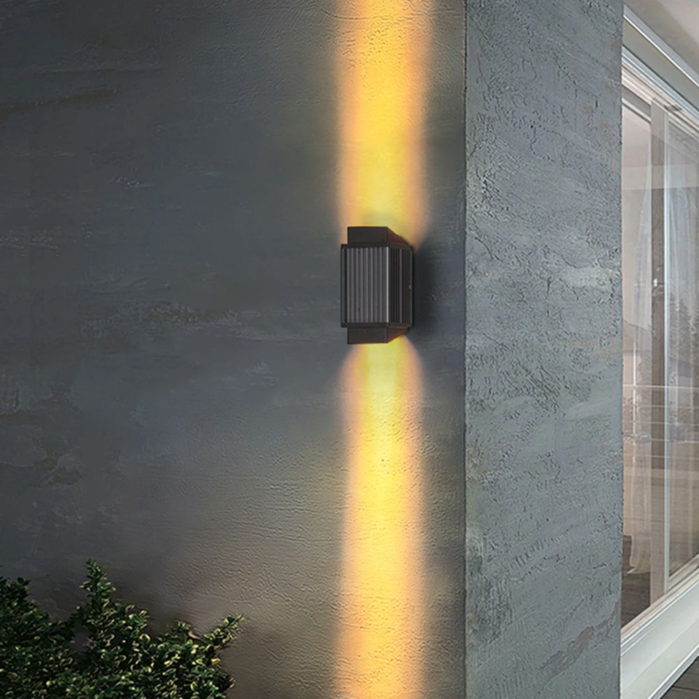 Lámpara de pared moderna redonda/rectangular de metal para exteriores, negra