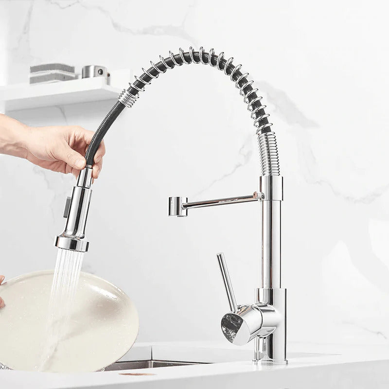 Grifo de cocina moderno con rociador extraíble de resorte