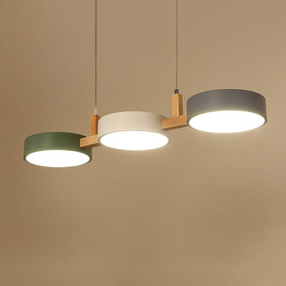 Lámpara colgante moderna de cilindro con múltiples luces