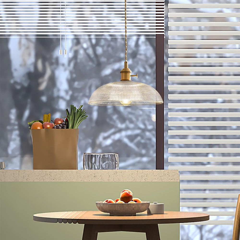 Lámpara colgante retro de vidrio acanalado