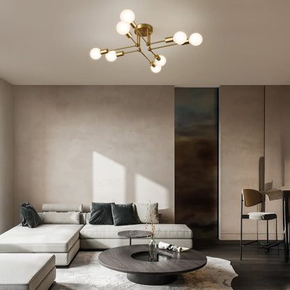 Lámpara de techo de hierro con racimo dorado