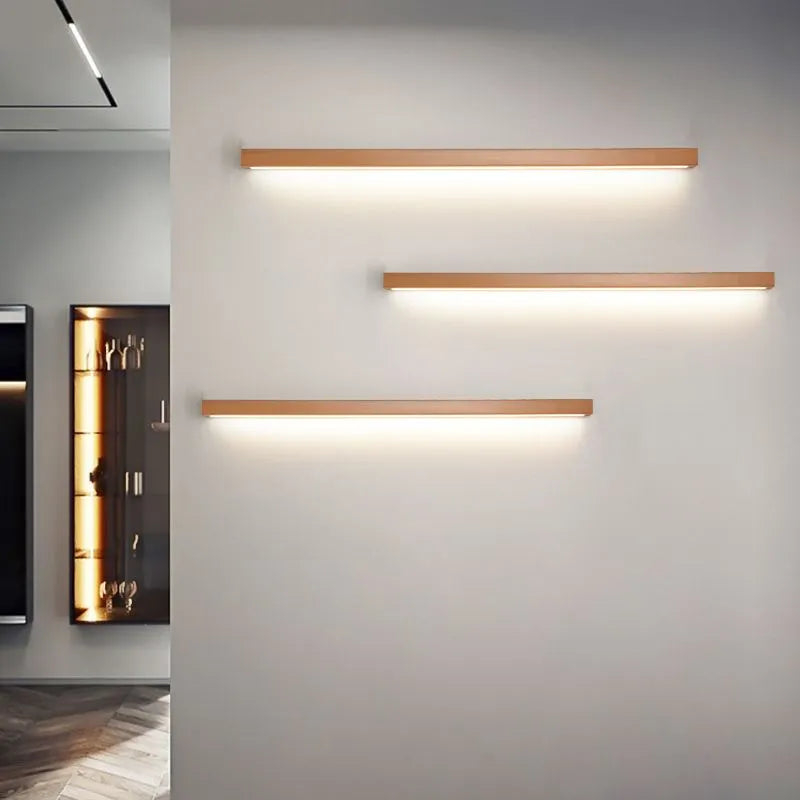 Lámpara de pared lineal moderna de madera