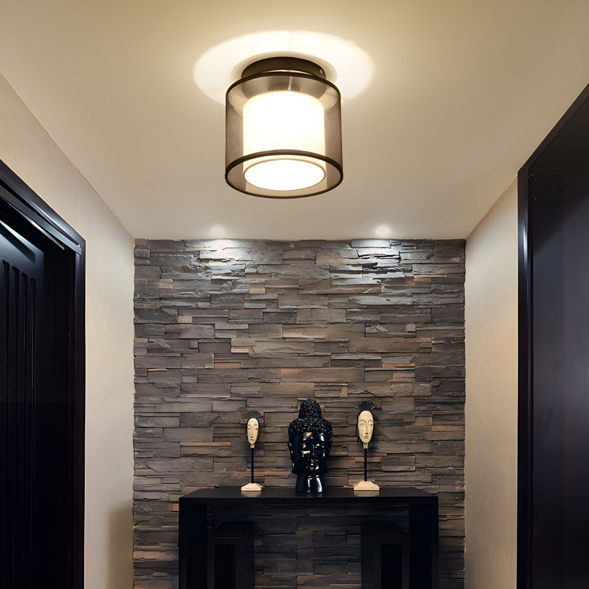 Lámpara de techo de tela antigua