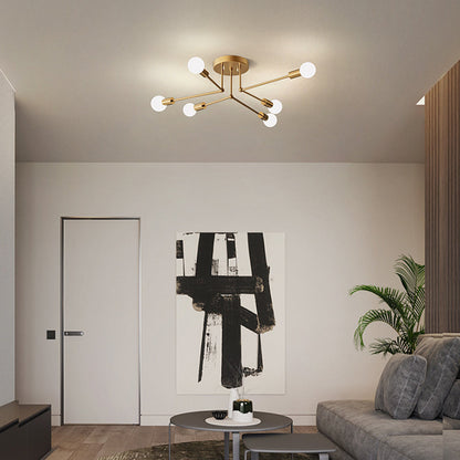 Lámpara de techo de hierro con racimo dorado