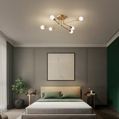 Lámpara de techo de hierro con racimo dorado