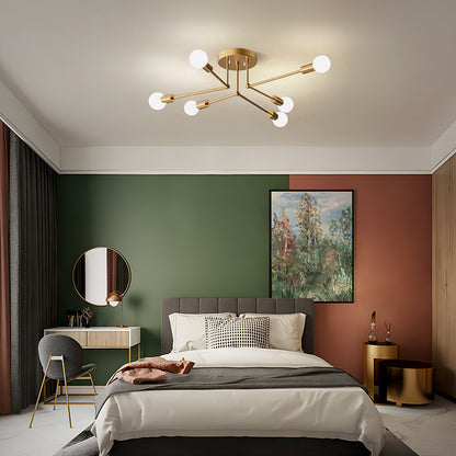 Lámpara de techo de hierro con racimo dorado