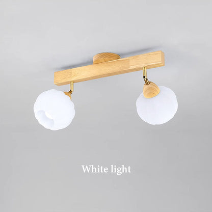 Foco de techo minimalista en crema y madera