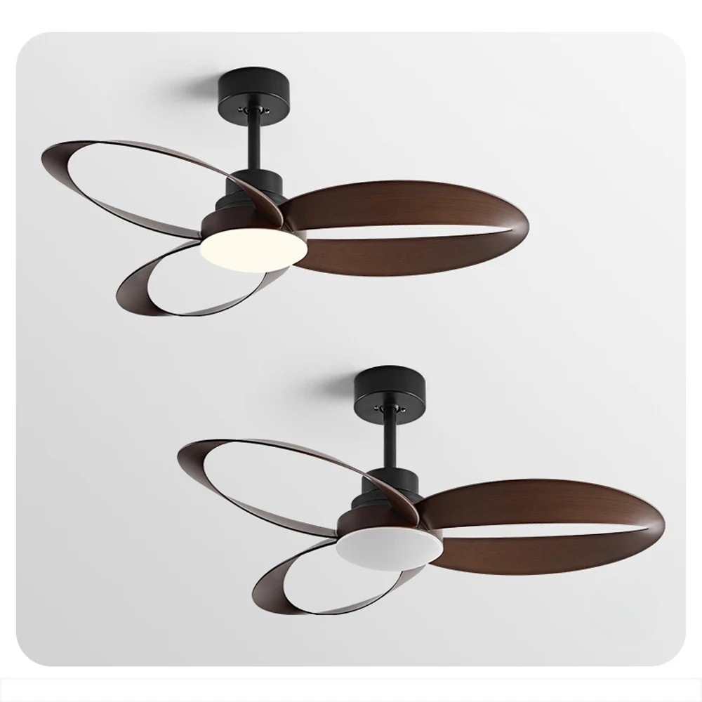 Ventilador de techo moderno con aspas de madera LED
