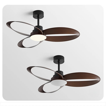 Ventilador de techo moderno con aspas de madera LED