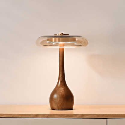Lámpara de mesa de nogal Quilven Mid-Century