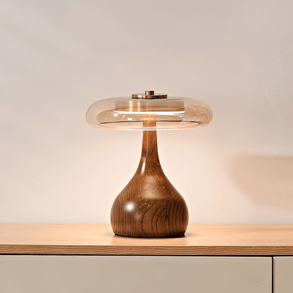 Lámpara de mesa de nogal Quilven Mid-Century