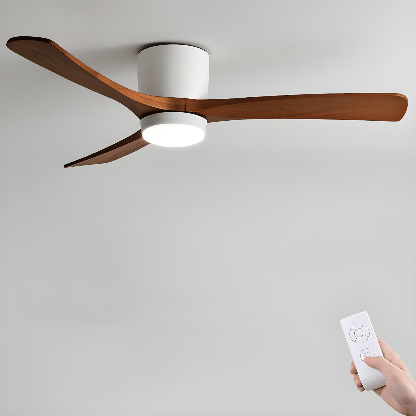 Ventilador de techo moderno de madera con luz LED