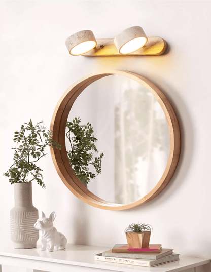 Lámpara de pared de madera y travertino