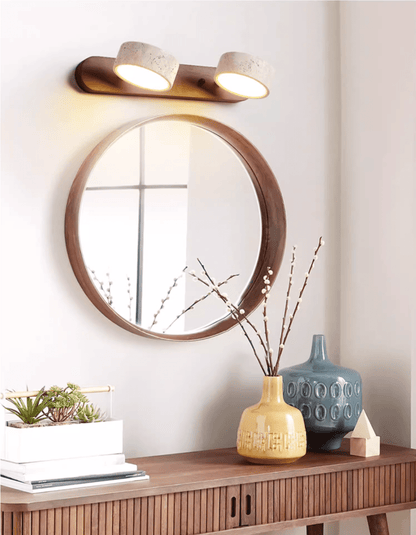 Lámpara de pared de madera y travertino