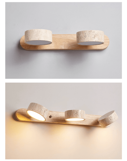 Lámpara de pared de madera y travertino