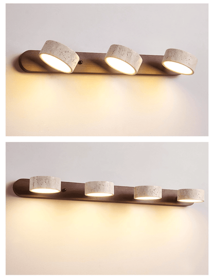 Lámpara de pared de madera y travertino