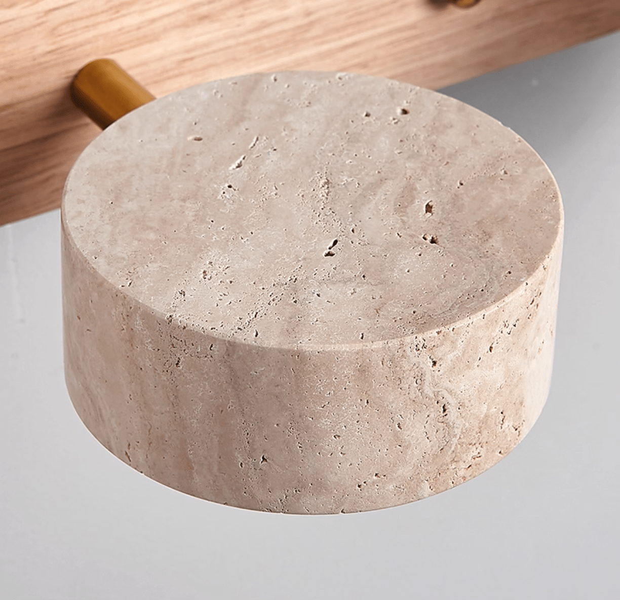 Lámpara de pared de madera y travertino