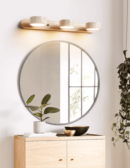Lámpara de pared de madera y travertino