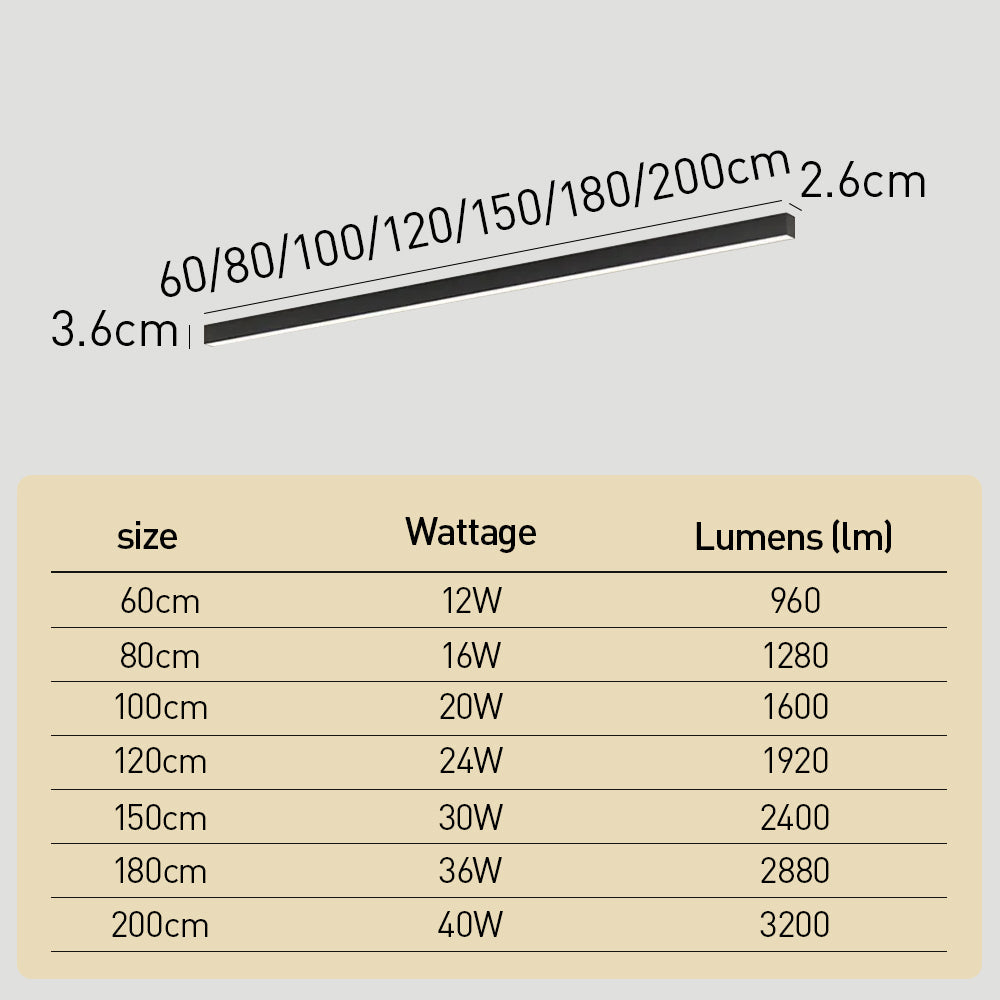 Luz de techo lineal LED minimalista