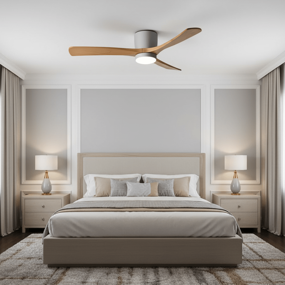 Ventilador de techo moderno de madera con luz LED