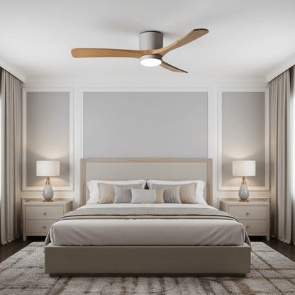 Ventilador de techo moderno de madera con luz LED