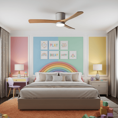 Ventilador de techo moderno de madera con luz LED