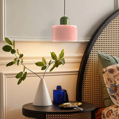 Lámpara colgante pequeña de vidrio en estilo Bauhaus