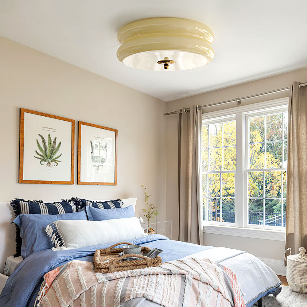 Lámpara de techo Art Decó color crema