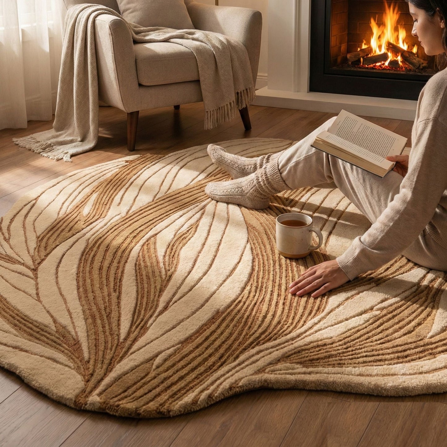 Textured wool carpet