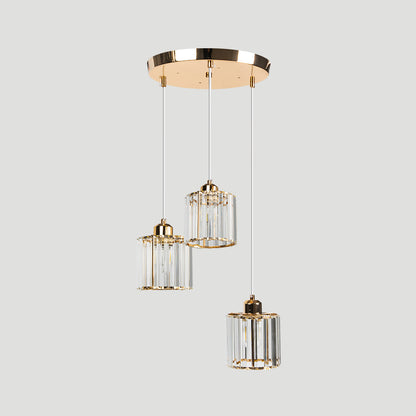 Lámpara colgante de isla con múltiples luces y cristales