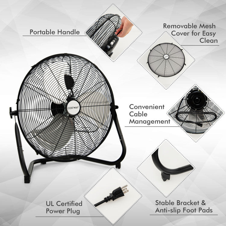 Ventilador industrial de piso de alta velocidad de 20 pulgadas