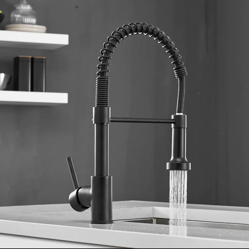 Grifo de cocina moderno con rociador extraíble de resorte