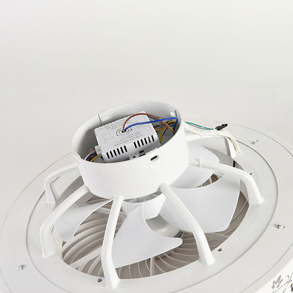 Ventilador de techo moderno redondo de madera con luz LED