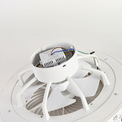 Ventilador de techo moderno redondo de madera con luz LED