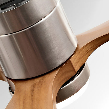 Luz de ventilador de techo LED con acabado en madera moderna