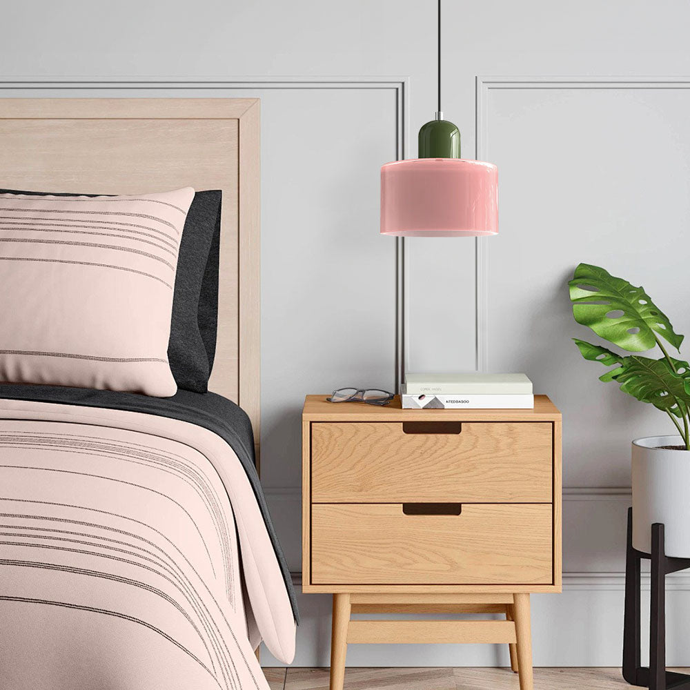 Lámpara colgante pequeña de vidrio en estilo Bauhaus