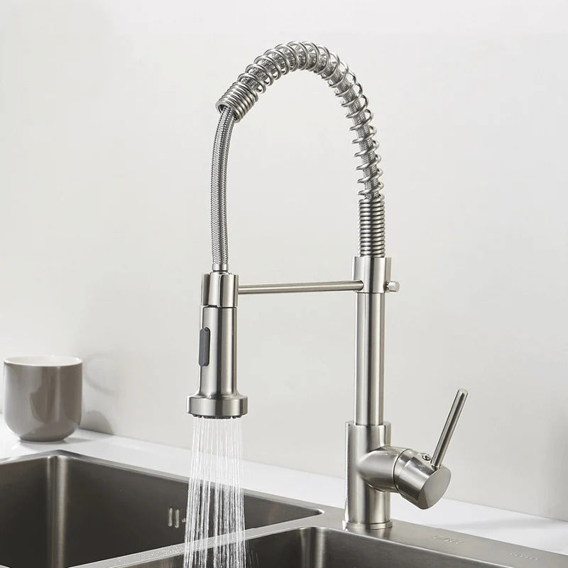 Grifo de cocina moderno con rociador extraíble de resorte