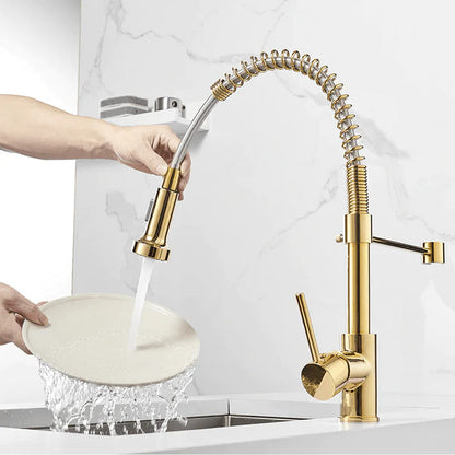 Grifo de cocina moderno con rociador extraíble de resorte