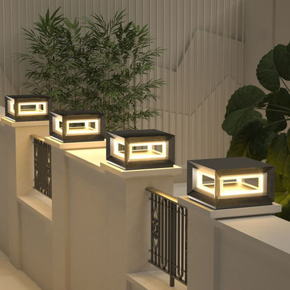 Luz de poste exterior moderna con cubo LED