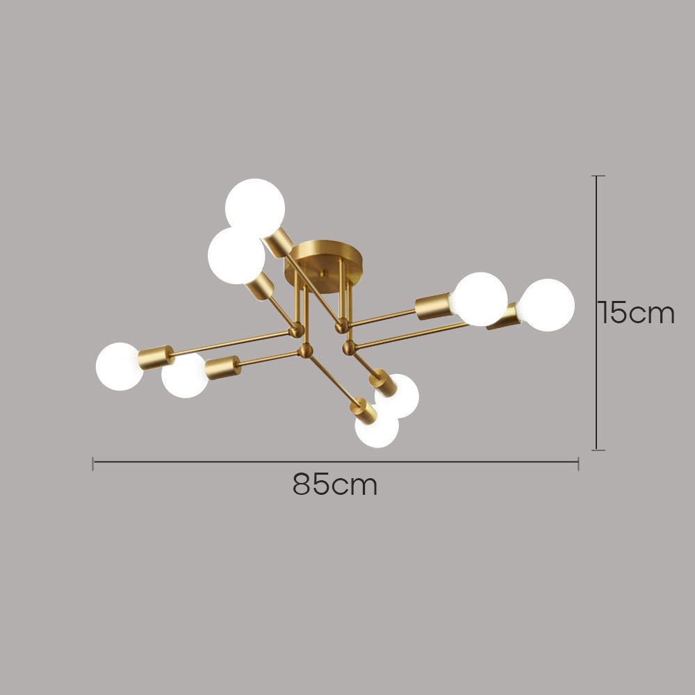 Lámpara de techo de hierro con racimo dorado
