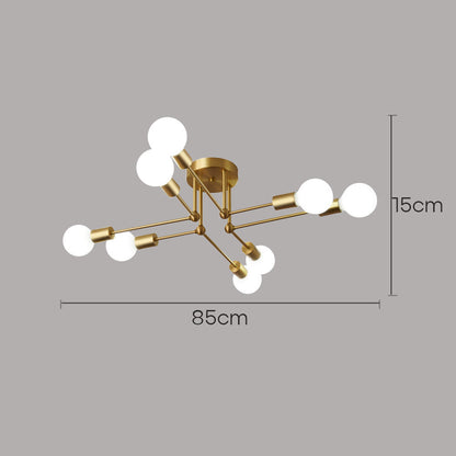 Lámpara de techo de hierro con racimo dorado