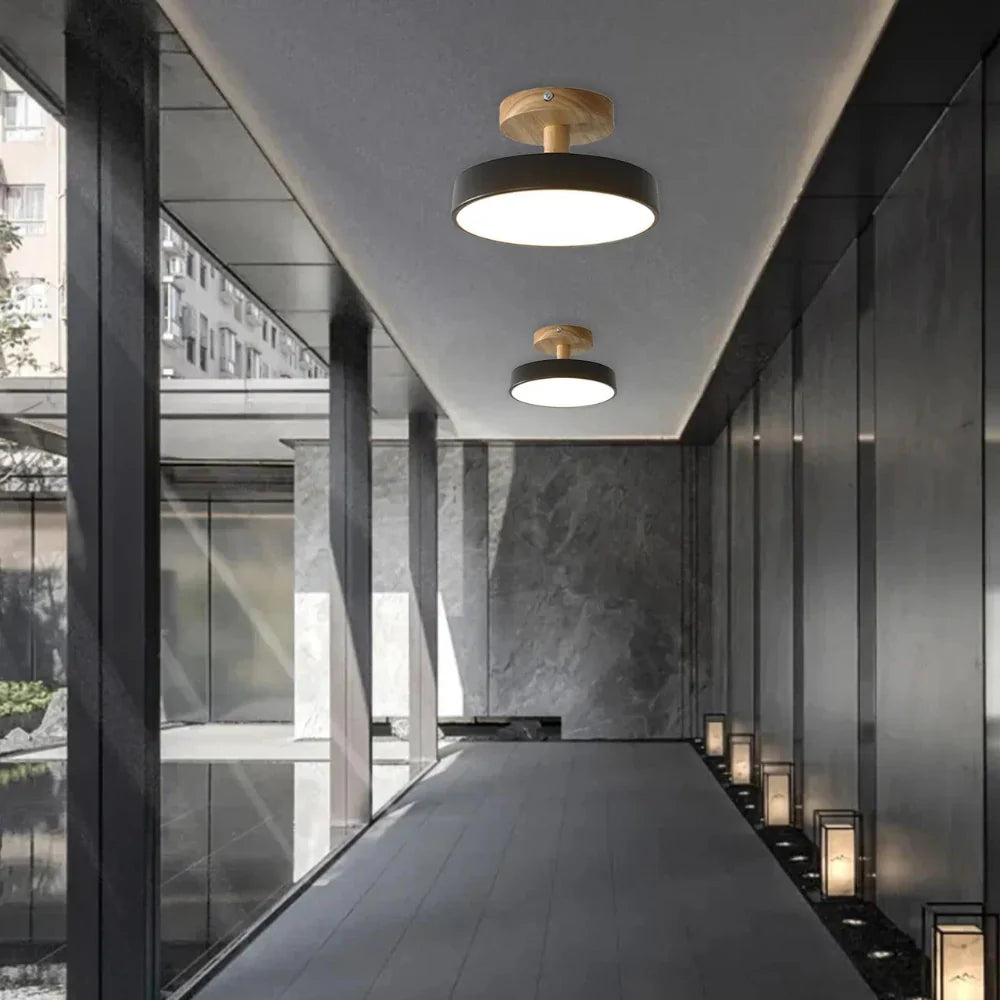 Lámpara de techo redonda de hierro con luz LED