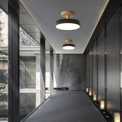 Lámpara de techo redonda de hierro con luz LED