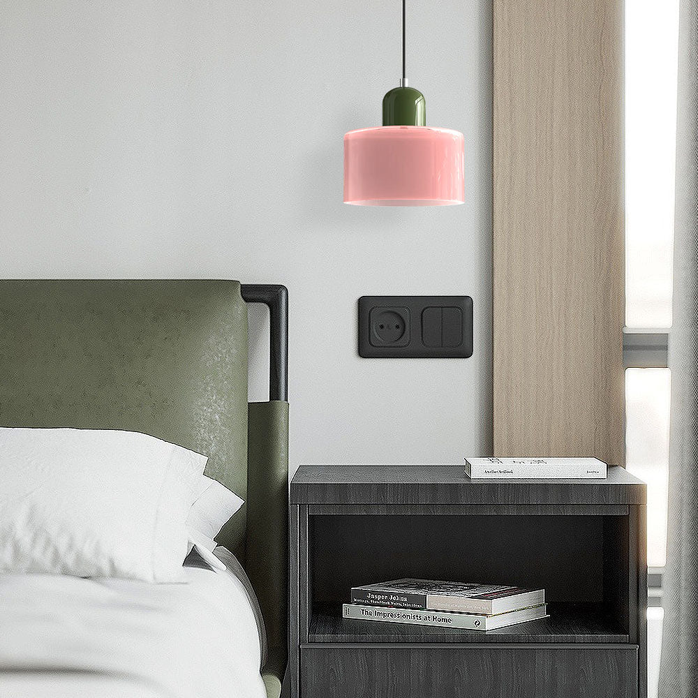 Lámpara colgante pequeña de vidrio en estilo Bauhaus